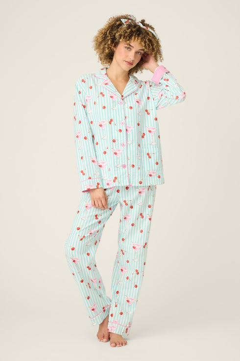 Pj Salvage Flannels Ma Cherie Cherry Print 3-Piece PJ Set
